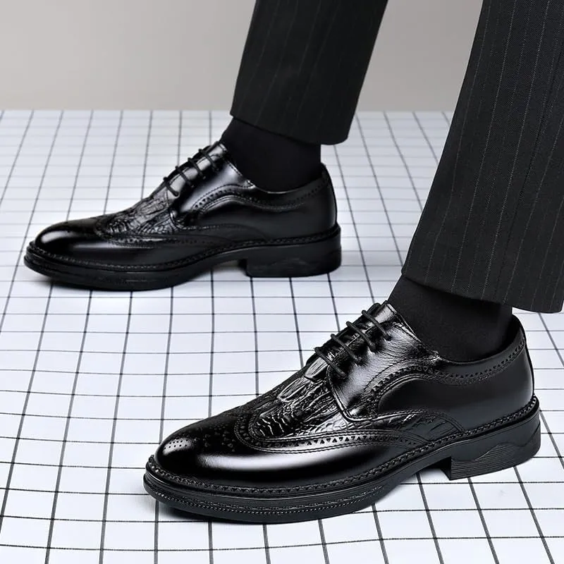 Men's Lace-up Dress Shoes Men Casual Wedding Faux Patent Leather Derby Shoes Comfortable Oxfords Shoes for Men(6.5)