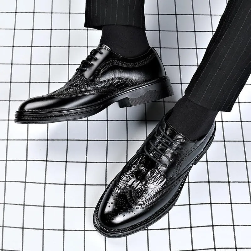 Men's Lace-up Dress Shoes Men Casual Wedding Faux Patent Leather Derby Shoes Comfortable Oxfords Shoes for Men(6.5)
