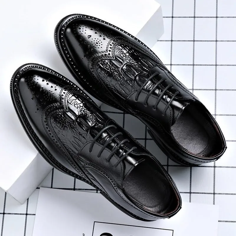 Men's Lace-up Dress Shoes Men Casual Wedding Faux Patent Leather Derby Shoes Comfortable Oxfords Shoes for Men(6.5)
