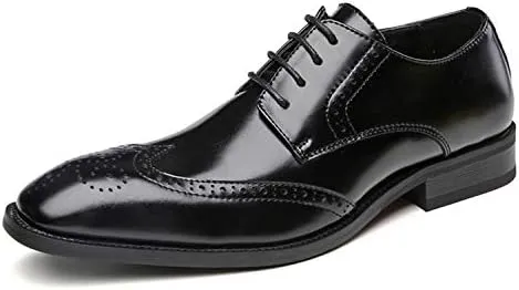 Men's Leather Lace Up Dress Oxford Shoes Breathable Non-Slip Casual Shoes Casual Work Office Business