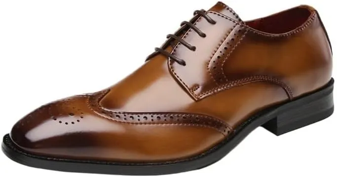 Men's Leather Lace Up Dress Oxford Shoes Breathable Non-Slip Casual Shoes Casual Work Office Business