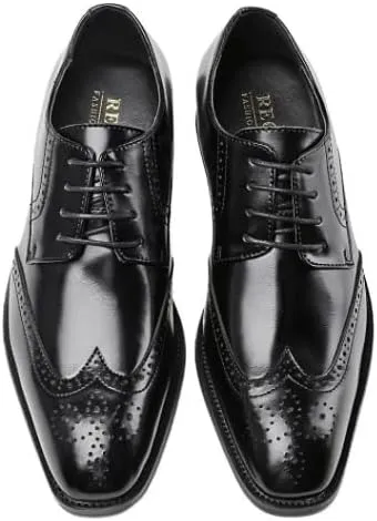 Men's Leather Lace Up Dress Oxford Shoes Breathable Non-Slip Casual Shoes Casual Work Office Business