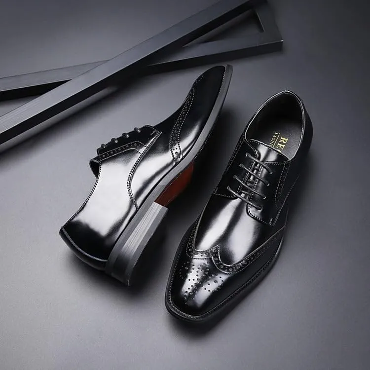 Men's Leather Lace Up Dress Oxford Shoes Breathable Non-Slip Casual Shoes Casual Work Office Business