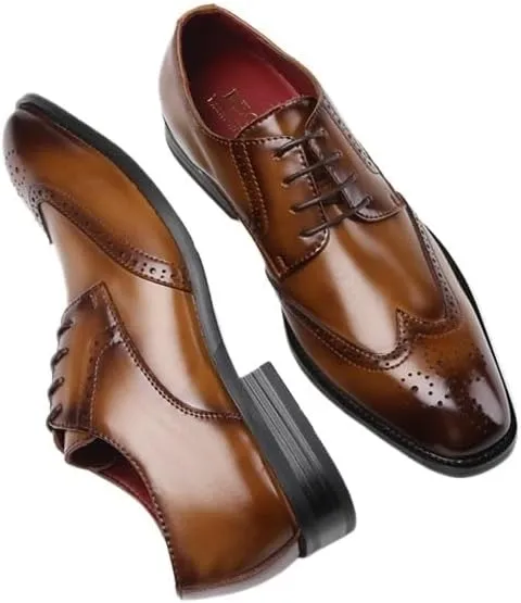 Men's Leather Lace Up Dress Oxford Shoes Breathable Non-Slip Casual Shoes Casual Work Office Business