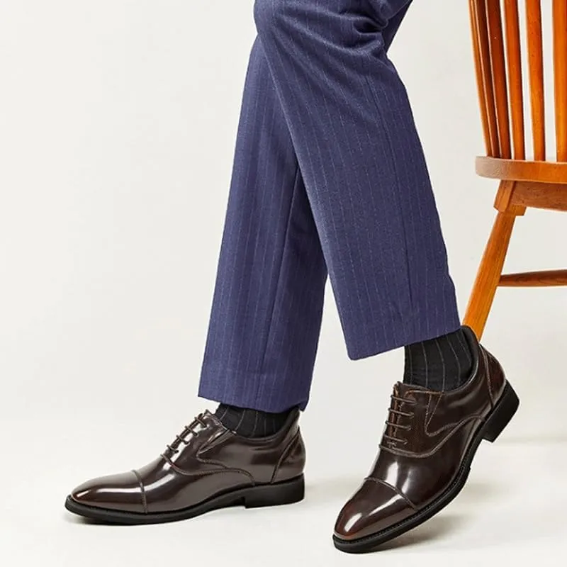 Men's Leather Lace Up Dress Oxford Shoes Breathable Non-Slip Casual Shoes Casual Work Office Business