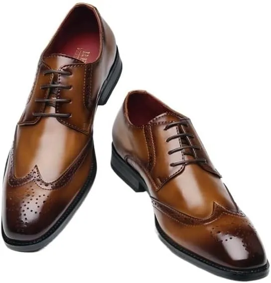 Men's Leather Lace Up Dress Oxford Shoes Breathable Non-Slip Casual Shoes Casual Work Office Business