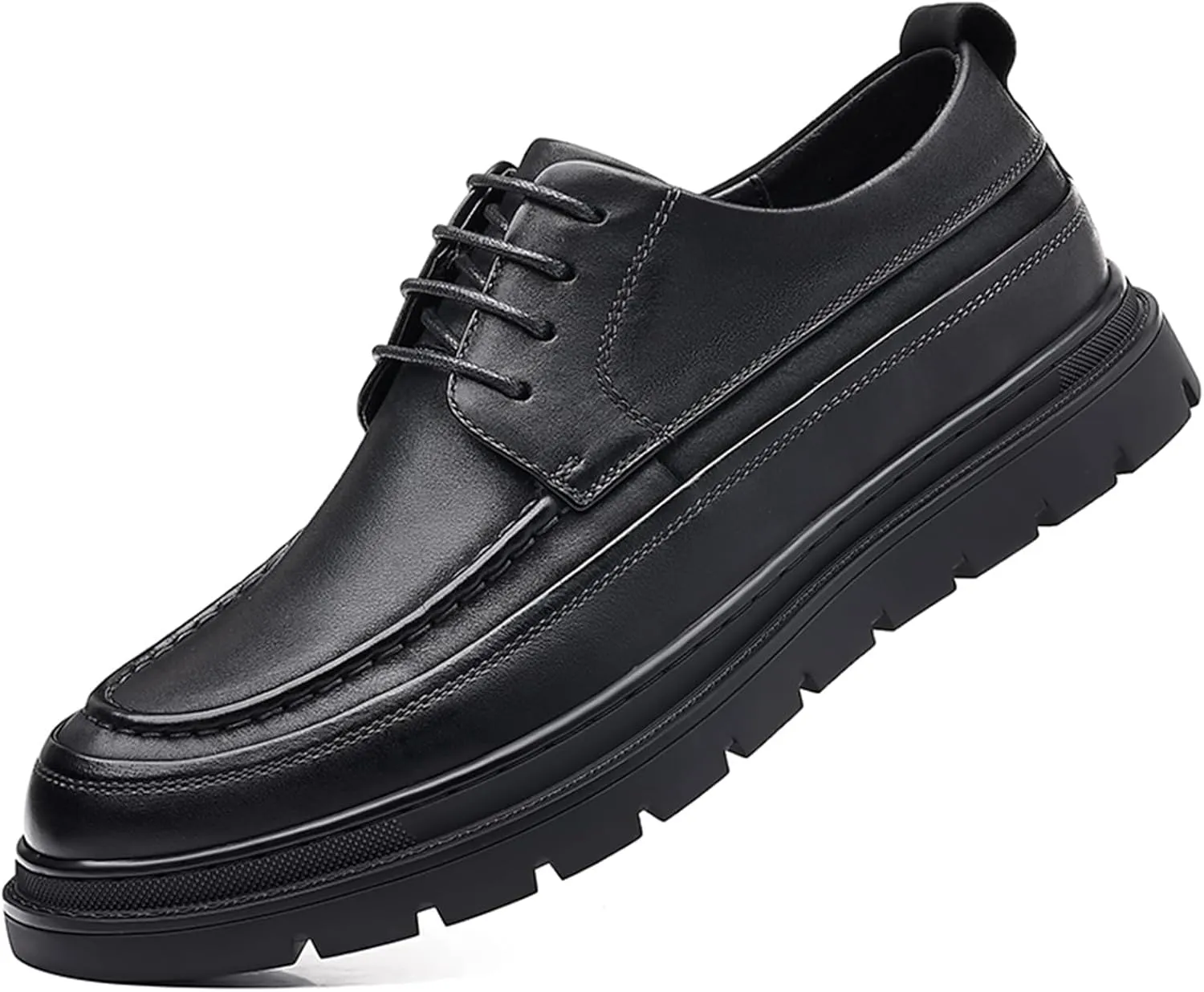 Men's Leather Platform Dress Oxford Shoes Classic Lace Up Non-Slip Formal Business Work Shoes