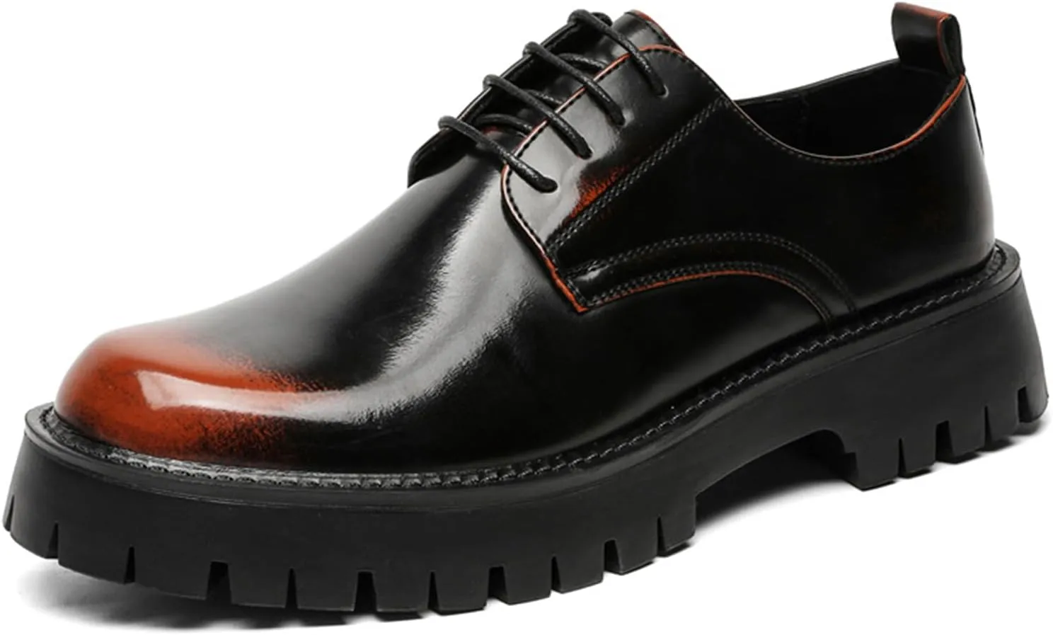 Men's Leather Platform Formal Derby Shoes Luxury Round Toe Lug Sole Lace Up Dress Shoes Casual Work Office Business Oxfords
