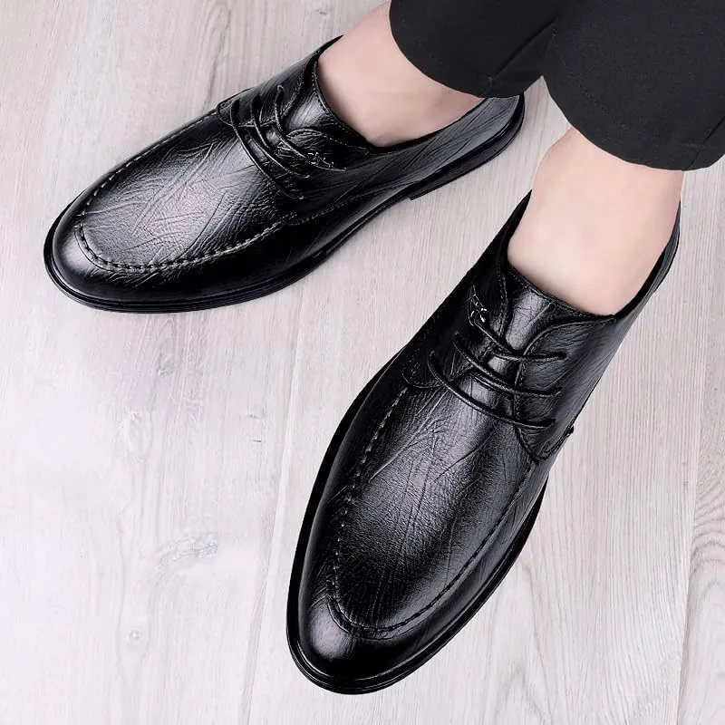 Mens Leather Shoes Classic Lace-up Casual Walking Shoes Office Flats Summer Work Formal Oxford Shoes