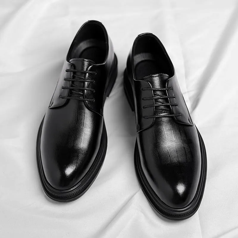 Mens Loafers Outdoor Classic Lace Up Low Top Leather Dress Shoes Casual Business Oxford Shoes