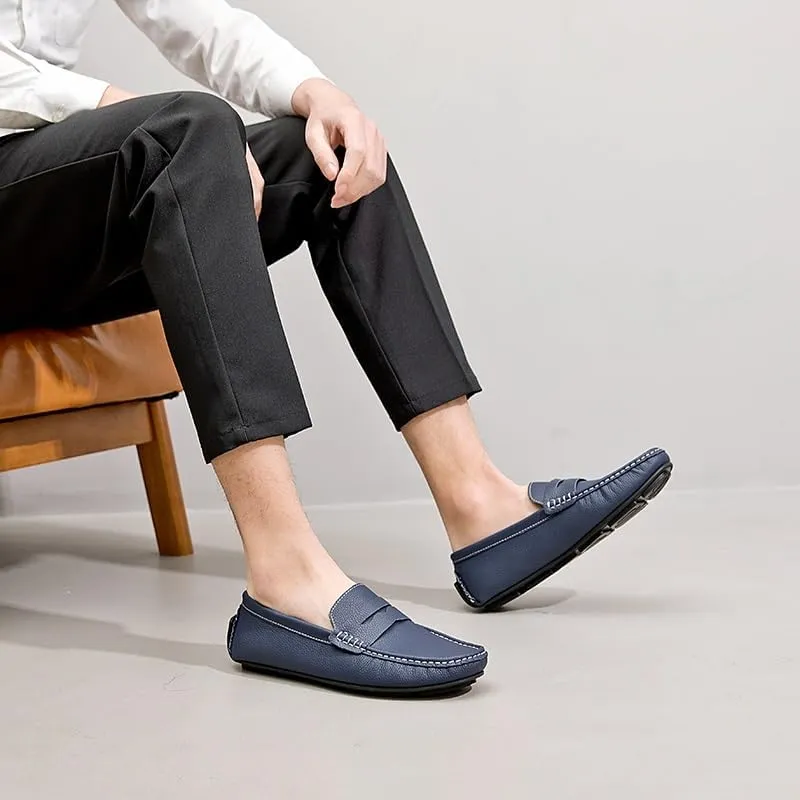 Men's Loafers Shoes Round Toe Nubuck Leather Penny Driving Loafers Slip Resistant Comfortable Flat Heel Classic Slip-on