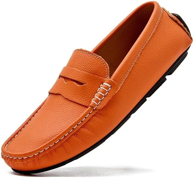 Men's Loafers Shoes Round Toe Nubuck Leather Penny Driving Loafers Slip Resistant Comfortable Flat Heel Classic Slip-on