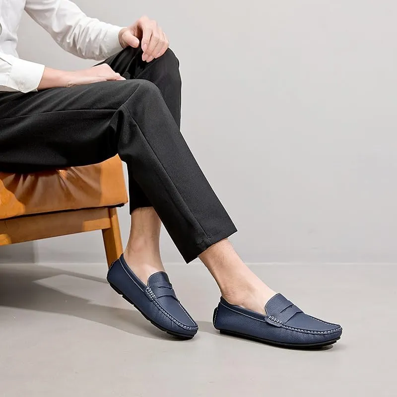 Men's Loafers Shoes Round Toe Nubuck Leather Penny Driving Loafers Slip Resistant Comfortable Flat Heel Classic Slip-on