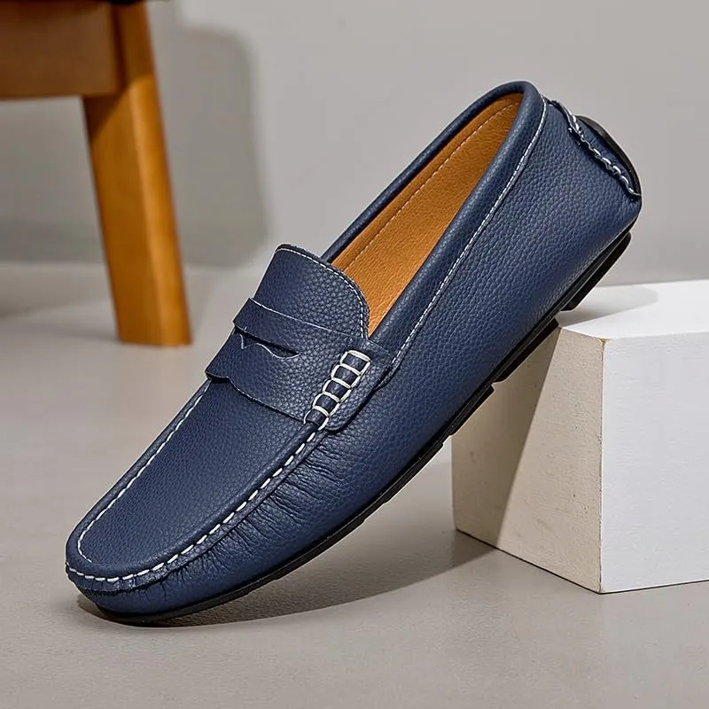 Men's Loafers Shoes Round Toe Nubuck Leather Penny Driving Loafers Slip Resistant Comfortable Flat Heel Classic Slip-on