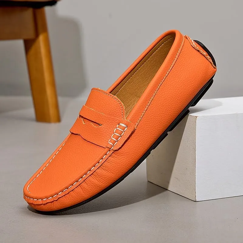 Men's Loafers Shoes Round Toe Nubuck Leather Penny Driving Loafers Slip Resistant Comfortable Flat Heel Classic Slip-on
