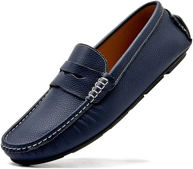Men's Loafers Shoes Round Toe Nubuck Leather Penny Driving Loafers Slip Resistant Comfortable Flat Heel Classic Slip-on
