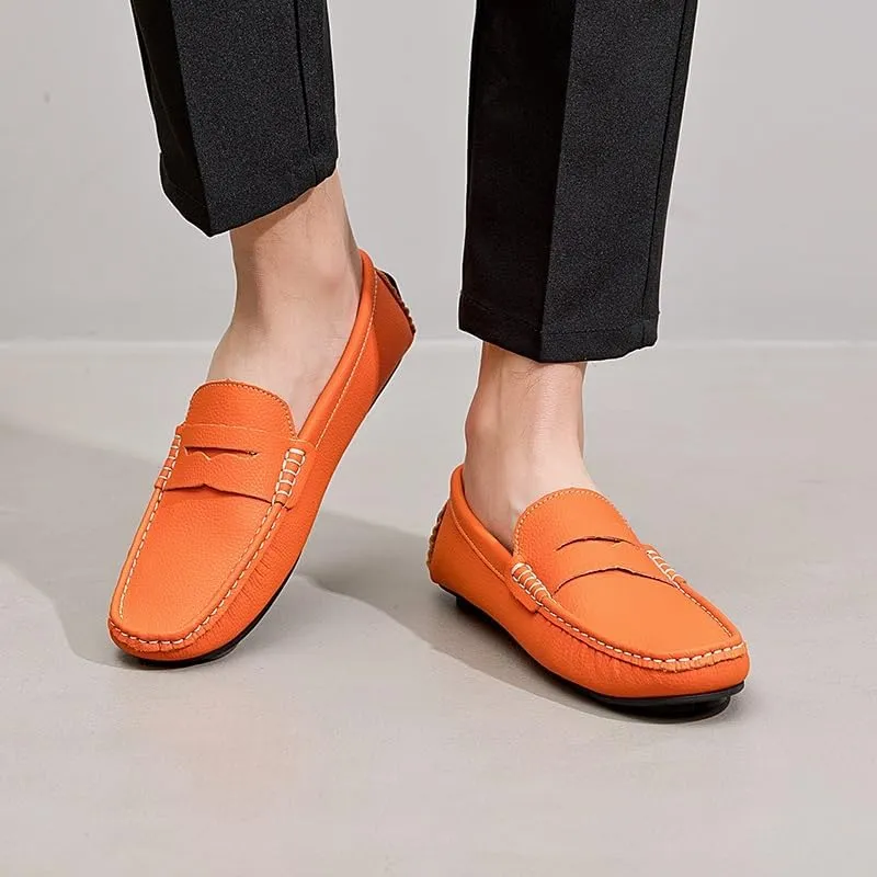 Men's Loafers Shoes Round Toe Nubuck Leather Penny Driving Loafers Slip Resistant Comfortable Flat Heel Classic Slip-on