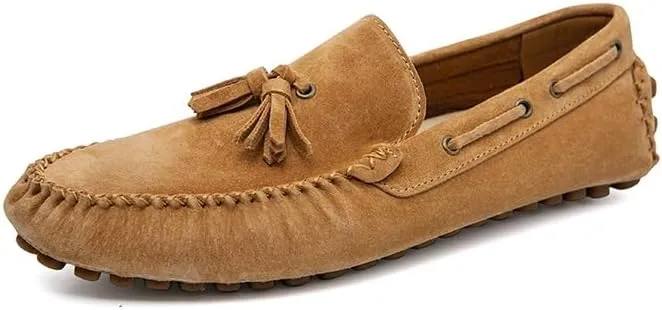 Men's Loafers Shoes Solid Color Round Toe Suede Vamp Tassel Driving Shoes Comfortable Slip Resistant Anti-Slip Fashion Slip-on