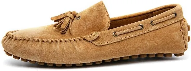 Men's Loafers Shoes Solid Color Round Toe Suede Vamp Tassel Driving Shoes Comfortable Slip Resistant Anti-Slip Fashion Slip-on