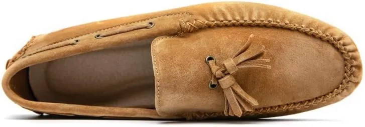 Men's Loafers Shoes Solid Color Round Toe Suede Vamp Tassel Driving Shoes Comfortable Slip Resistant Anti-Slip Fashion Slip-on