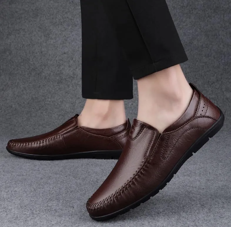 Men's Low Top Formal Business Oxford Shoes - Non-Slip Waterproof Slip-On Derby Shoes for Professionals