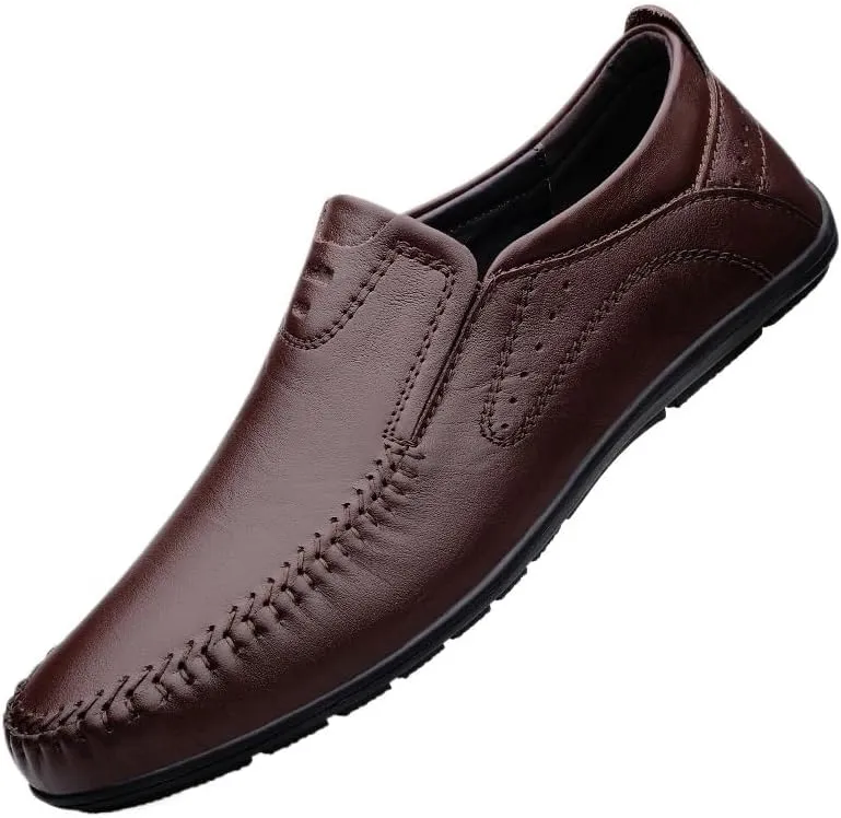 Men's Low Top Formal Business Oxford Shoes - Non-Slip Waterproof Slip-On Derby Shoes for Professionals