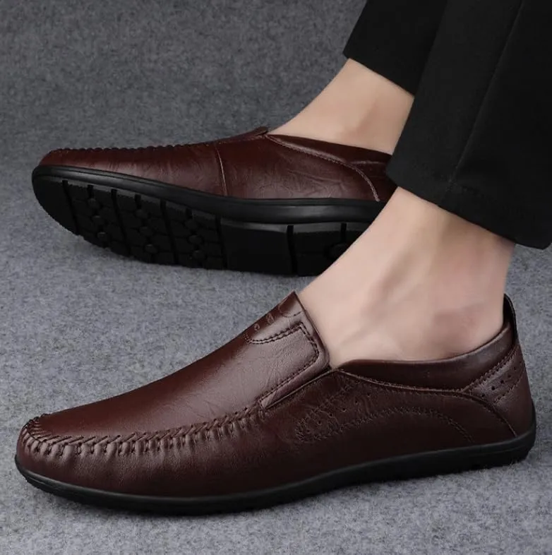Men's Low Top Formal Business Oxford Shoes - Non-Slip Waterproof Slip-On Derby Shoes for Professionals