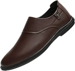 Men's Low Top Formal Oxford Shoes - Retro Pointed Chunky Heel Non-Slip Dress Shoes for Business & Casual Wear