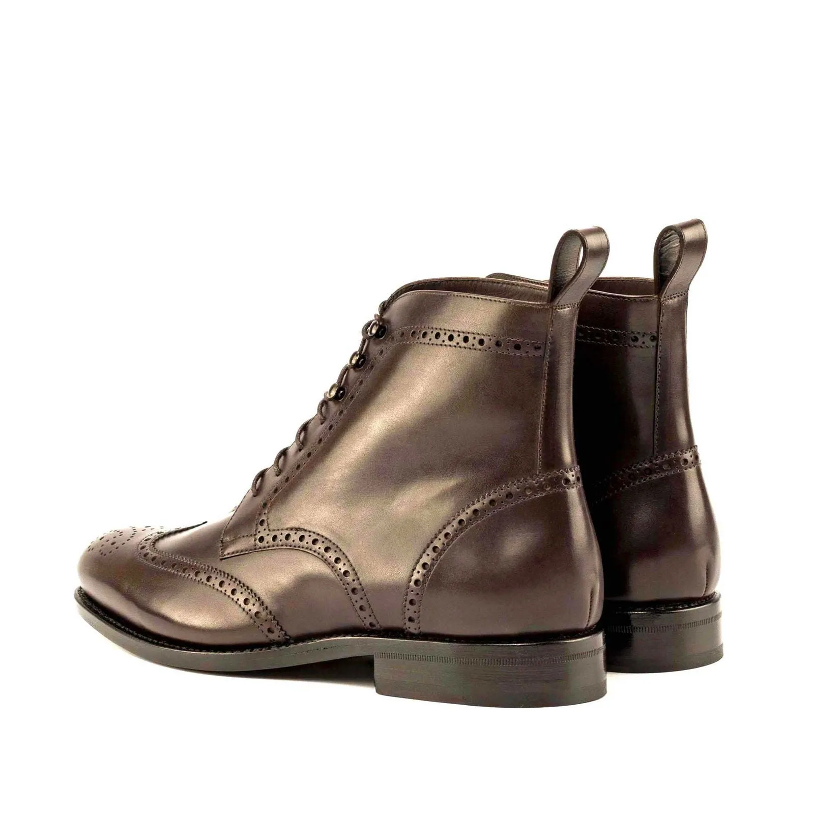 Men's Military Brogue Leather Boots Goodyear Welt Wide Plus Size Dark Brown 5013