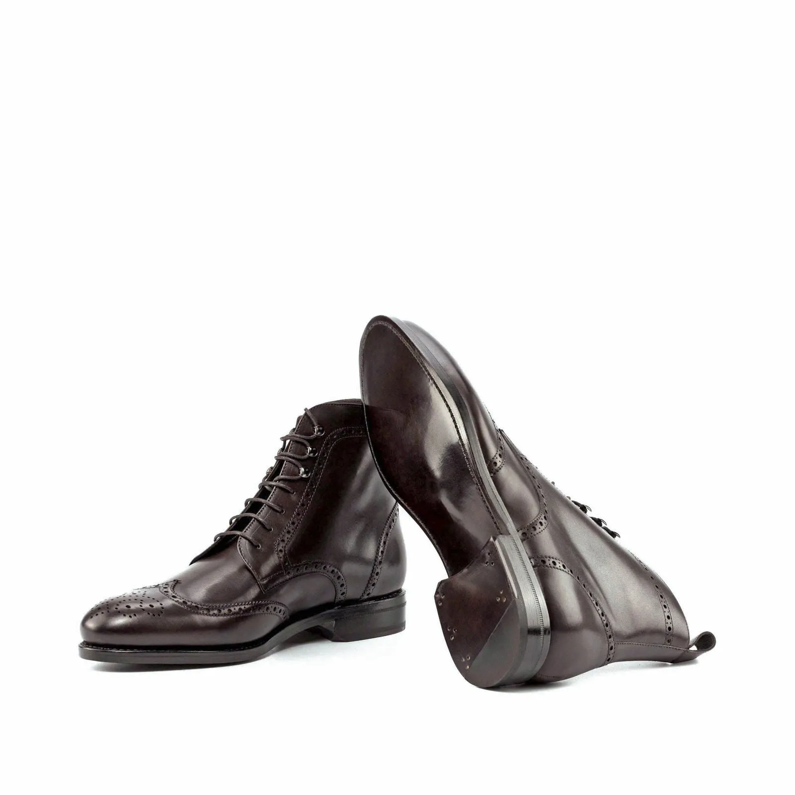Men's Military Brogue Leather Boots Wide Plus Size 5994