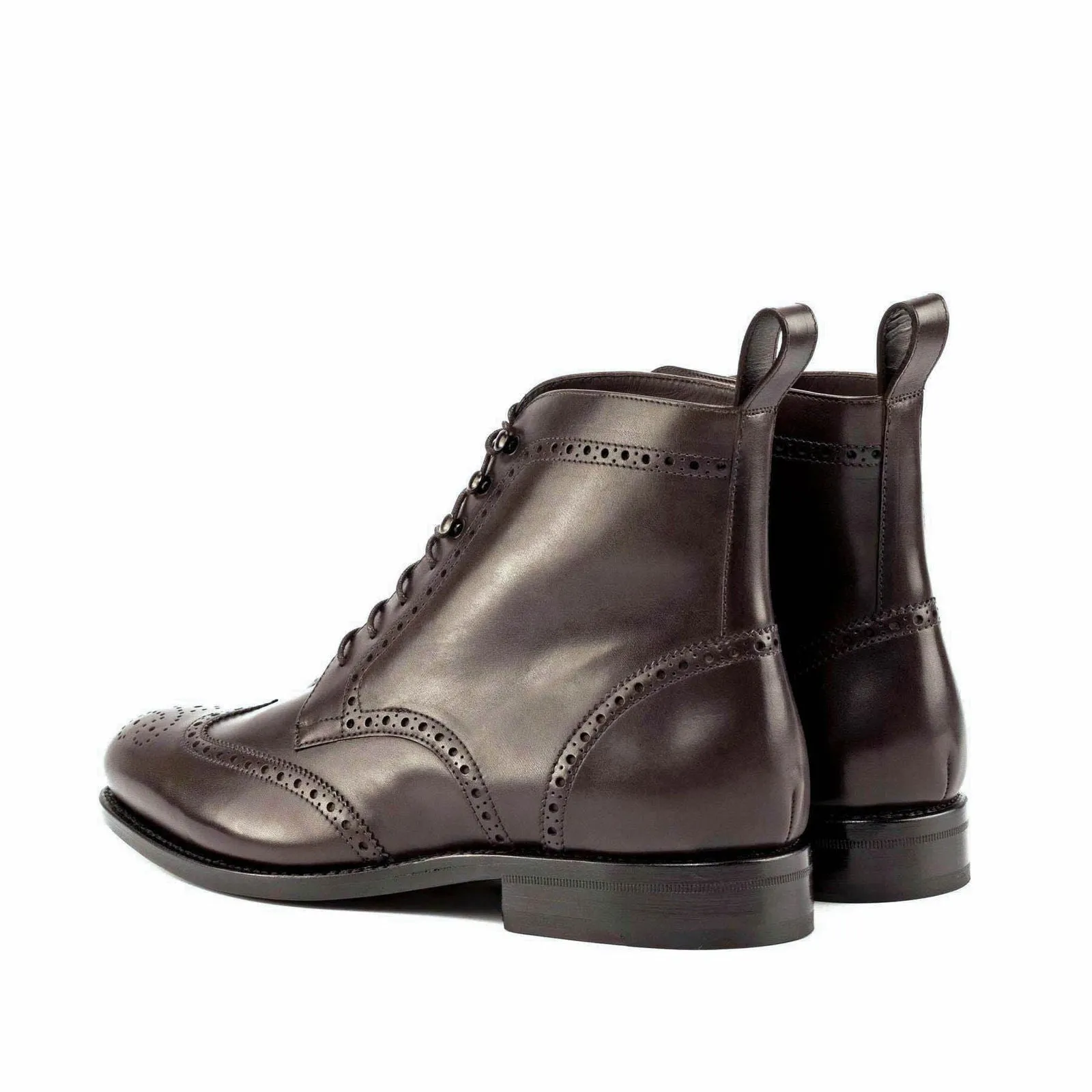 Men's Military Brogue Leather Boots Wide Plus Size 5994