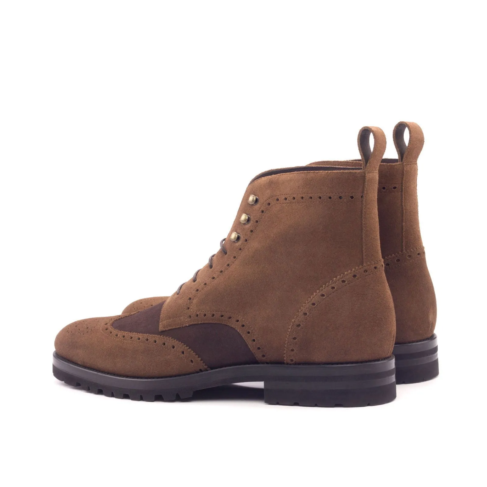 Men's Military Brogue Leather Boots Wide Plus Size Brown 3094