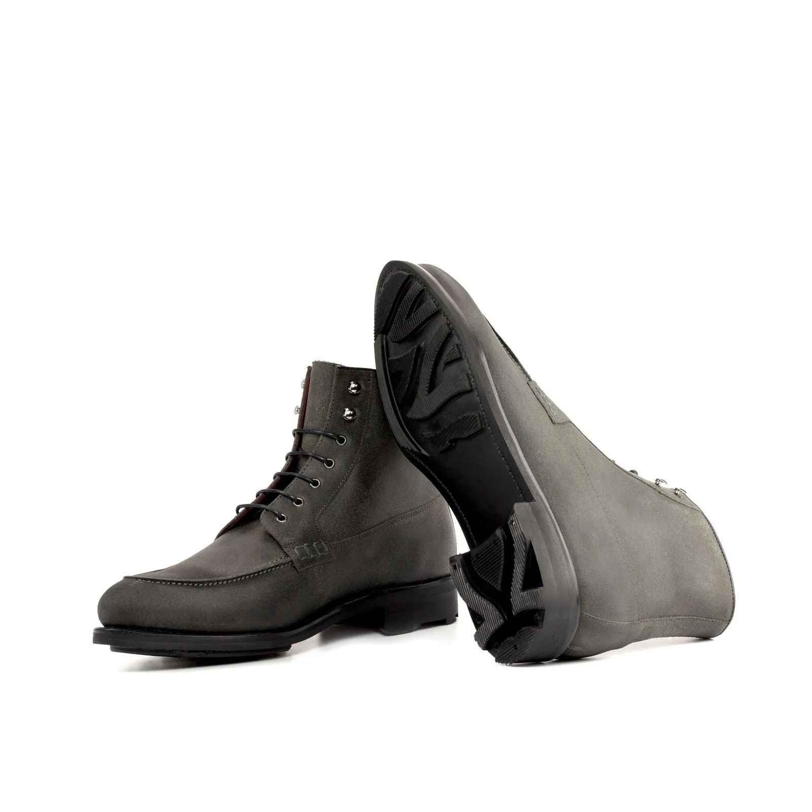Men's Moc Leather Boots Goodyear Welt Wide Plus Size Black 5209