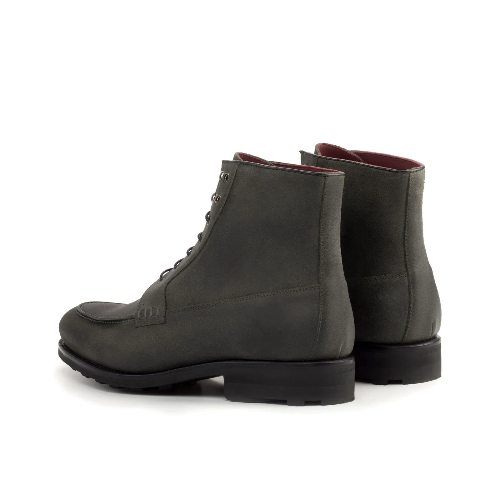 Men's Moc Leather Boots Goodyear Welt Wide Plus Size Black 5209
