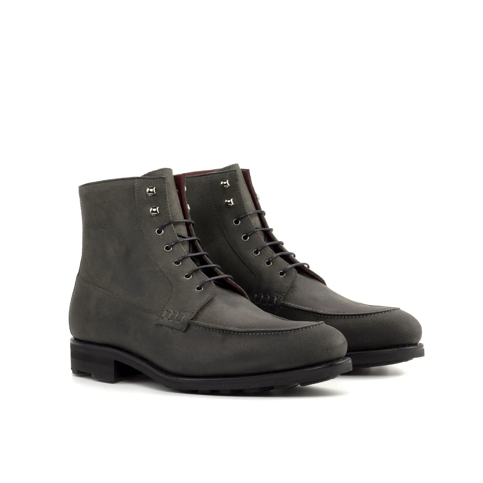 Men's Moc Leather Boots Goodyear Welt Wide Plus Size Black 5209