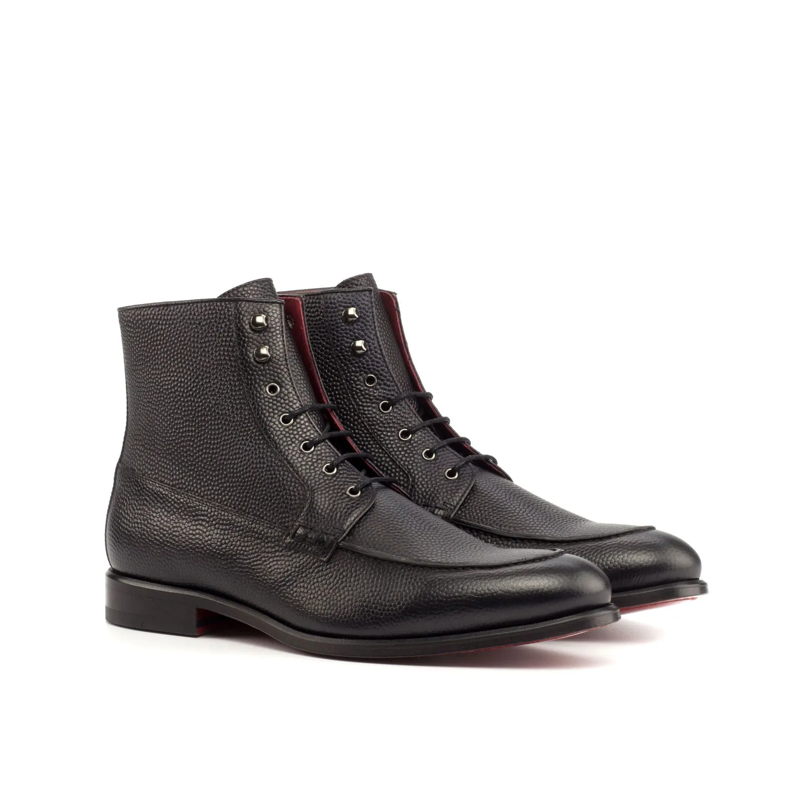 Men's Moc Leather Boots Wide Plus Size Black 4292