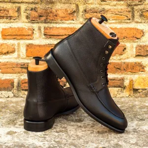 Men's Moc Leather Boots Wide Plus Size Black 4292