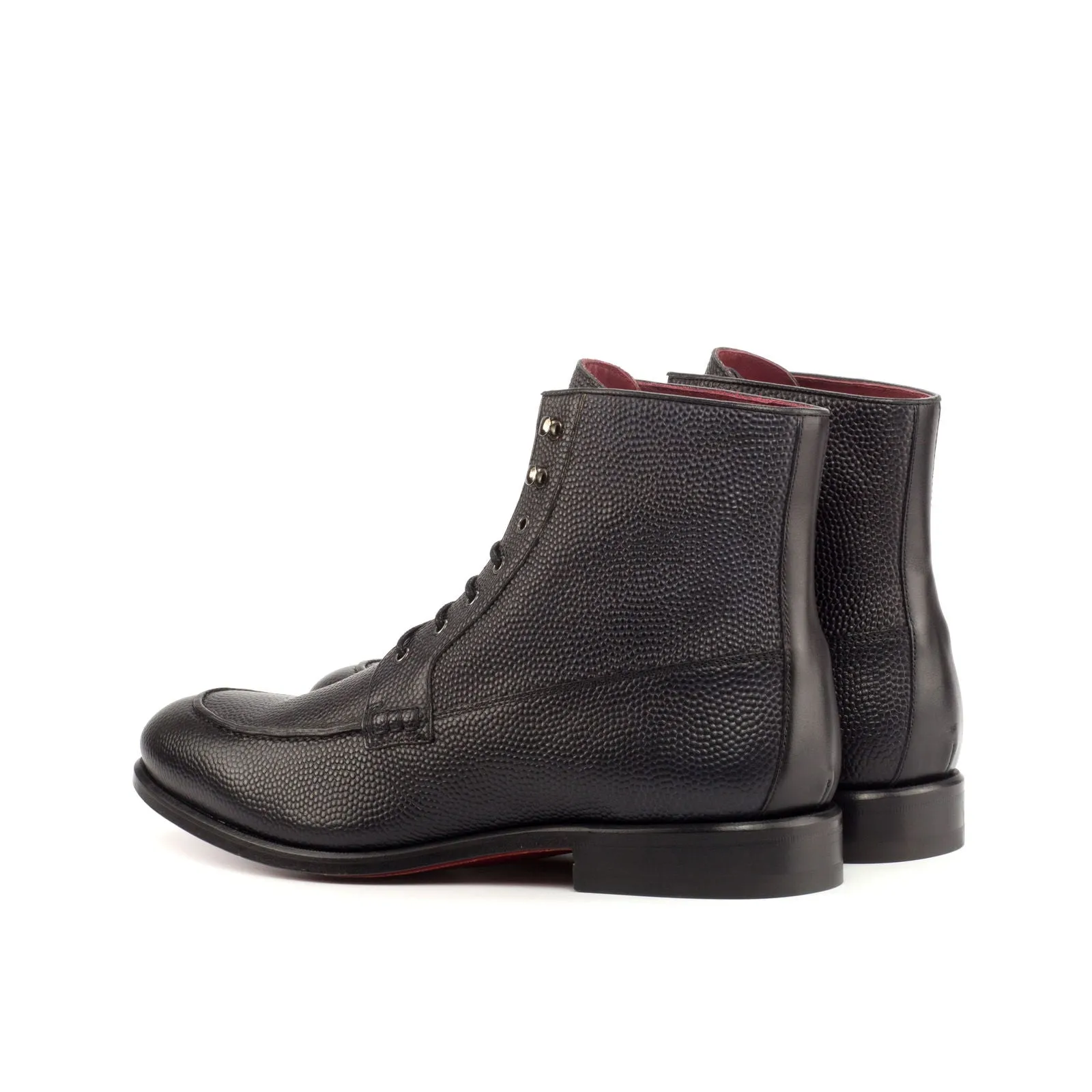 Men's Moc Leather Boots Wide Plus Size Black 4292
