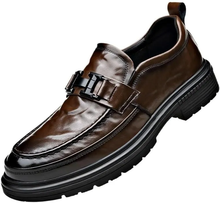 Mens Modern Classic Slip On Oxfords Men Casual Wedding Faux Patent Leather Derby Shoes