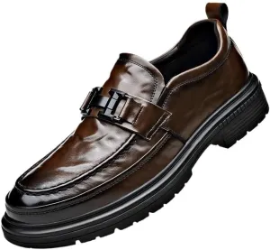Mens Modern Classic Slip On Oxfords Men Casual Wedding Faux Patent Leather Derby Shoes