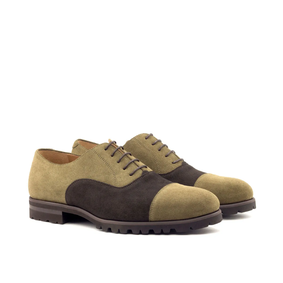 Men's Oxford Leather Shoes Wide Plus Size Dark Brown Green 2729