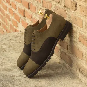Men's Oxford Leather Shoes Wide Plus Size Dark Brown Green 2729