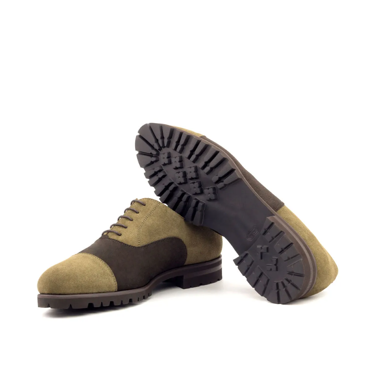 Men's Oxford Leather Shoes Wide Plus Size Dark Brown Green 2729
