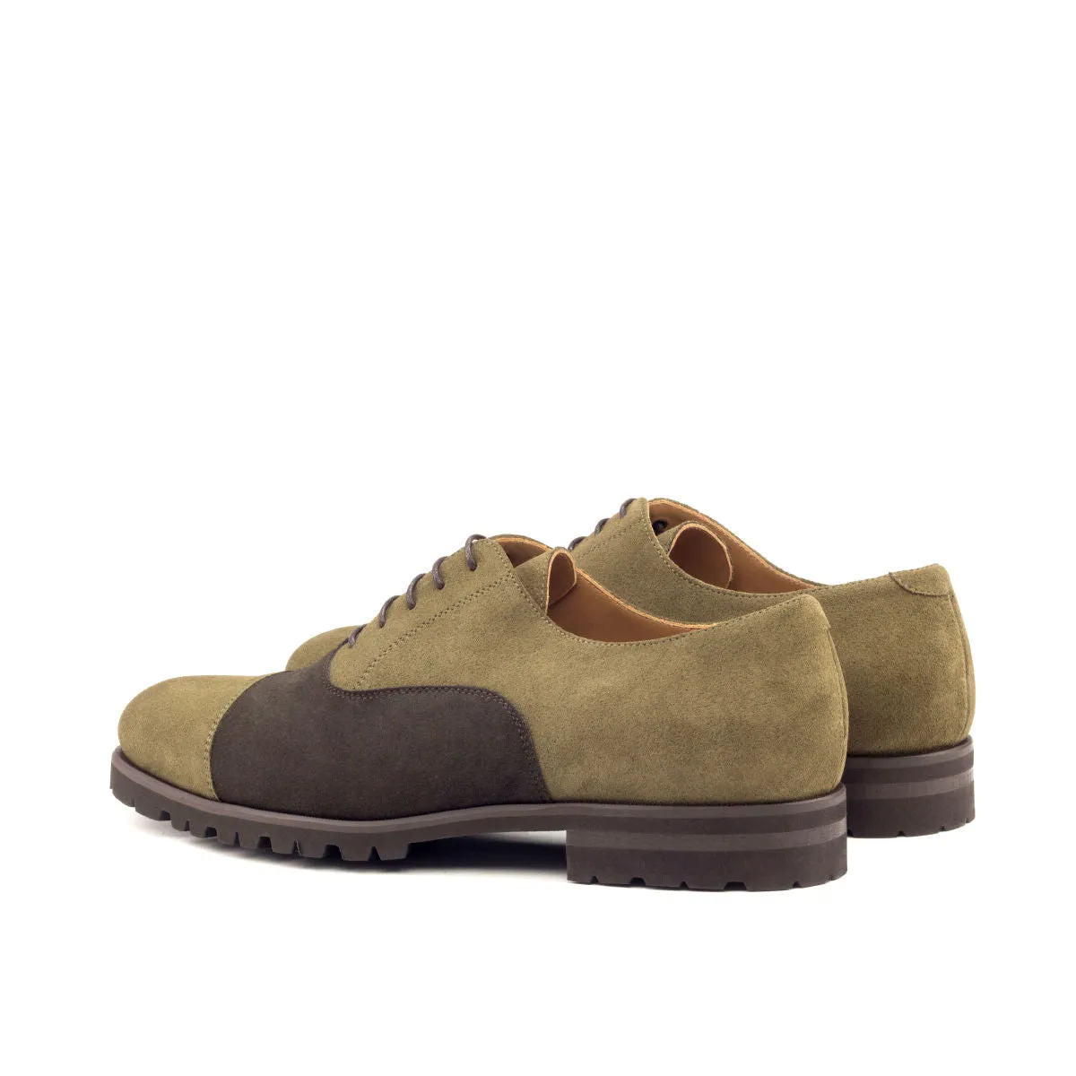 Men's Oxford Leather Shoes Wide Plus Size Dark Brown Green 2729