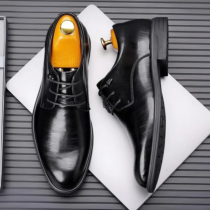 Men's Oxford Shoes Fashion Classic Pointed Toe Lace Up Low Top Leather Dress Shoes Patent Leather Wedding Business Office Shoes