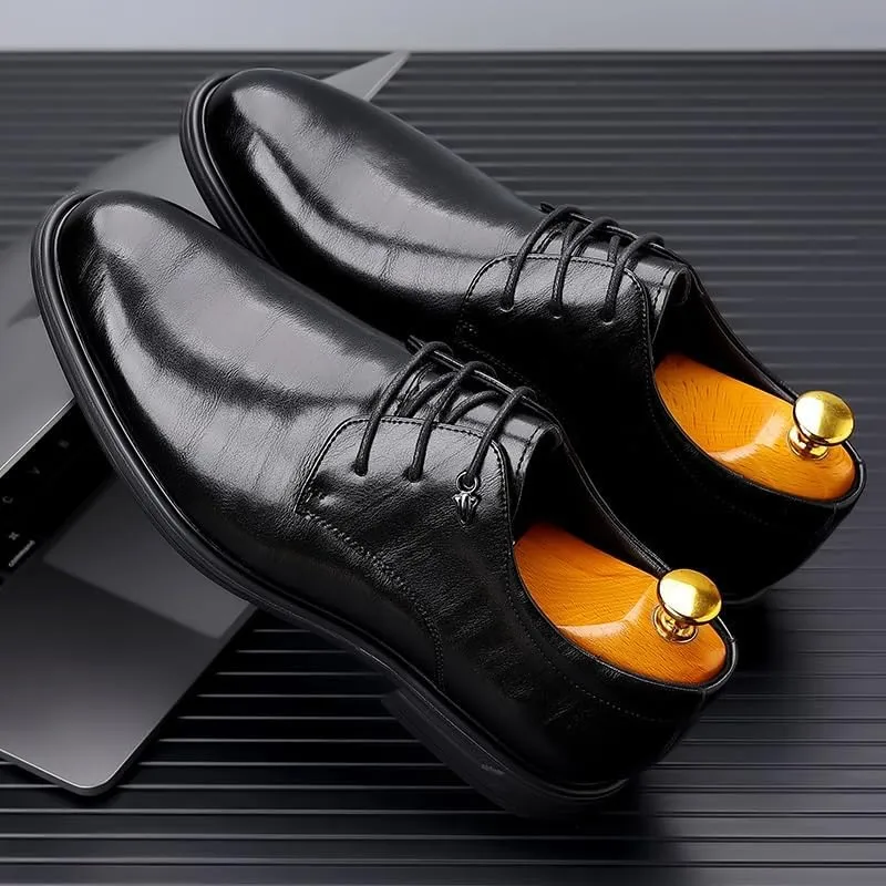 Men's Oxford Shoes Fashion Classic Pointed Toe Lace Up Low Top Leather Dress Shoes Patent Leather Wedding Business Office Shoes