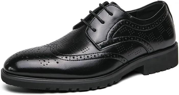 Men's Oxford Shoes Mens Faux Patent Leather Classic Lace-up Formal Derby Shoes Non-Slip Waterproof Business Dress Shoes(10)