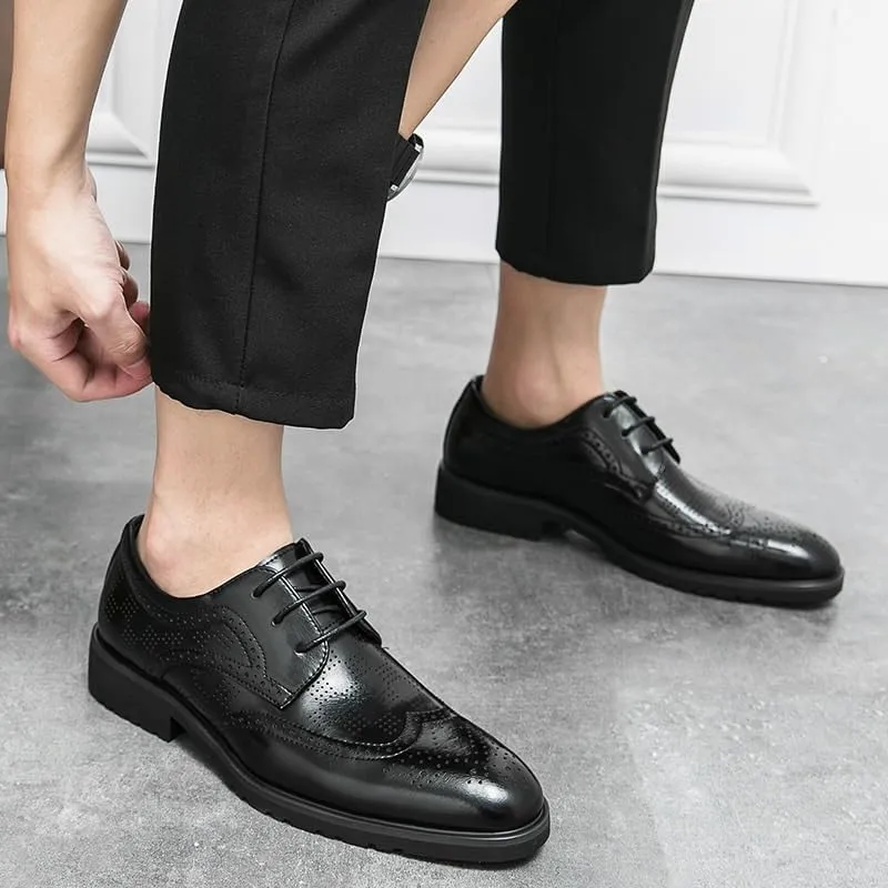 Men's Oxford Shoes Mens Faux Patent Leather Classic Lace-up Formal Derby Shoes Non-Slip Waterproof Business Dress Shoes(10)