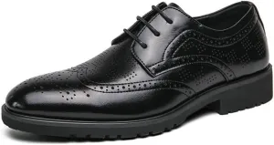 Men's Oxford Shoes Mens Faux Patent Leather Classic Lace-up Formal Derby Shoes Non-Slip Waterproof Business Dress Shoes(10)