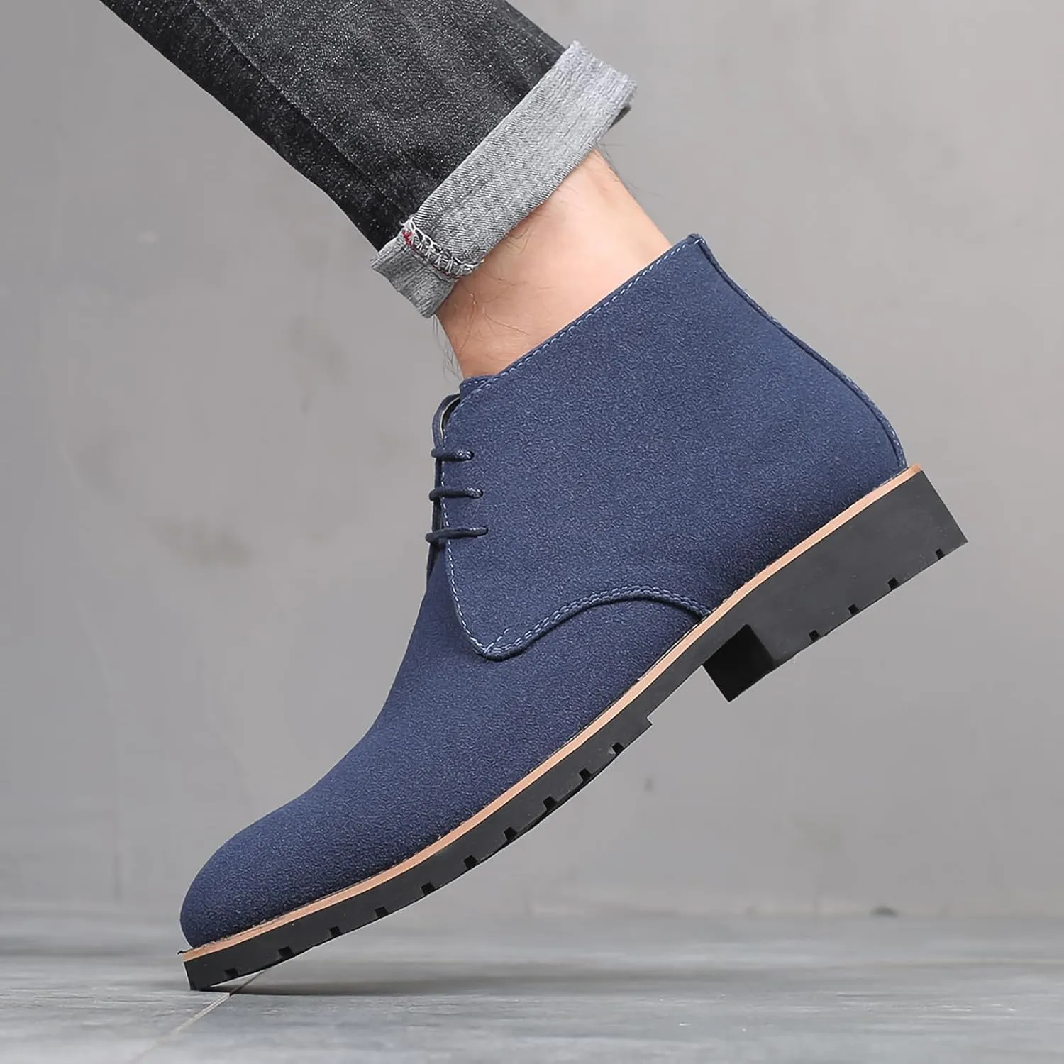 Men's Oxford Suede Shoes Casual High Top Derby Shoes PU Leather Mens Ankle Boots